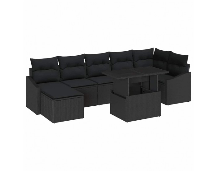 Sonata H Градински Софа Комплект с възглавница 8 pcs Черно