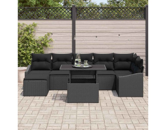 Sonata H Градински Софа Комплект с възглавница 8 pcs Черно