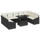 Sonata H Градински Софа Комплект 10 pcs Черно и кремаво 100 x 55 x 73 см