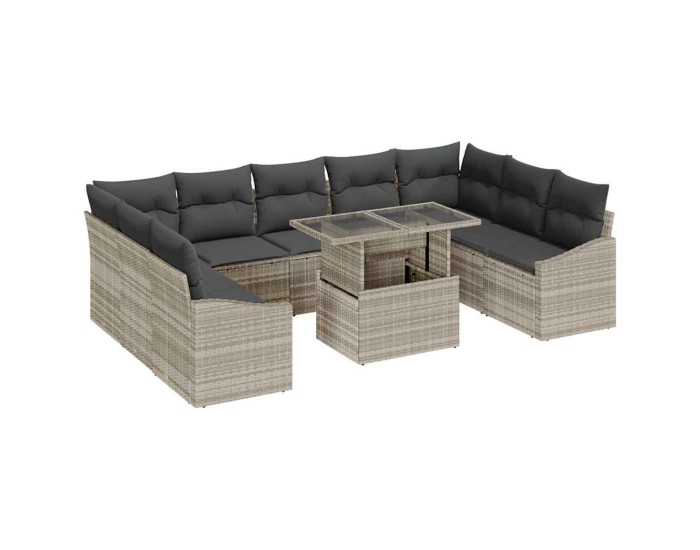 Sonata Set de canapea 10 buc. Gri deschis poliratan