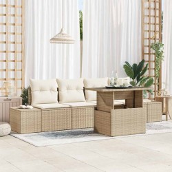 Sonata H Градински Софа Комплект 5 pcs бежово и кремаво 100 x 55 x 73 см - Canapele și bănci de grădină
