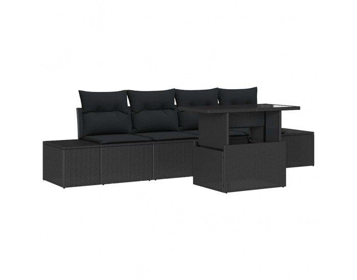 Sonata H Градински Софа Комплект 5 pcs Черно 100 x 55 x 73 см