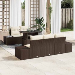 Sonata H Градински Софа Комплект 6 pcs Кафяво и кремаво 100 x 55 x 73 см - Canapele și bănci de grădină
