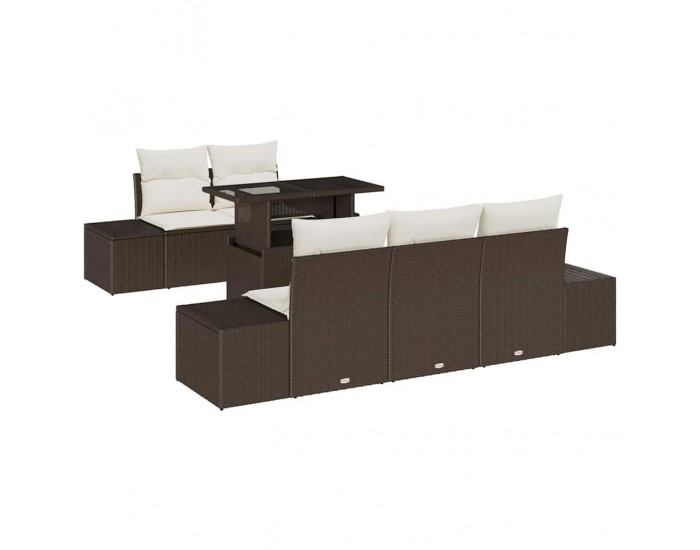 Sonata H Градински Софа Комплект 6 pcs Кафяво и кремаво 100 x 55 x 73 см