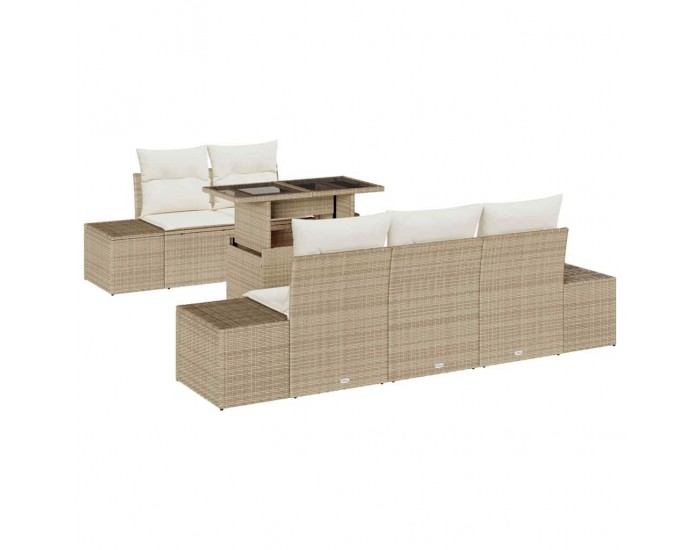 Sonata H Градински Софа Комплект 6 pcs бежово и кремаво 100 x 55 x 73 см