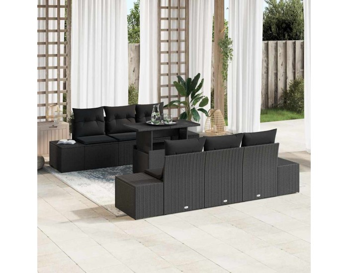 Sonata H Градински Софа Комплект 7 pcs Черно 100 х 55 х 73 см