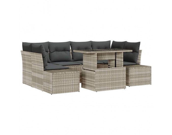 Sonata Set de canapea 7 buc. Gri deschis poliratan