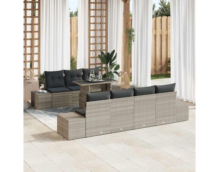 Sonata H Градински Софа Комплект 8 pcs Светлосиво 100 х 55 х 73 см