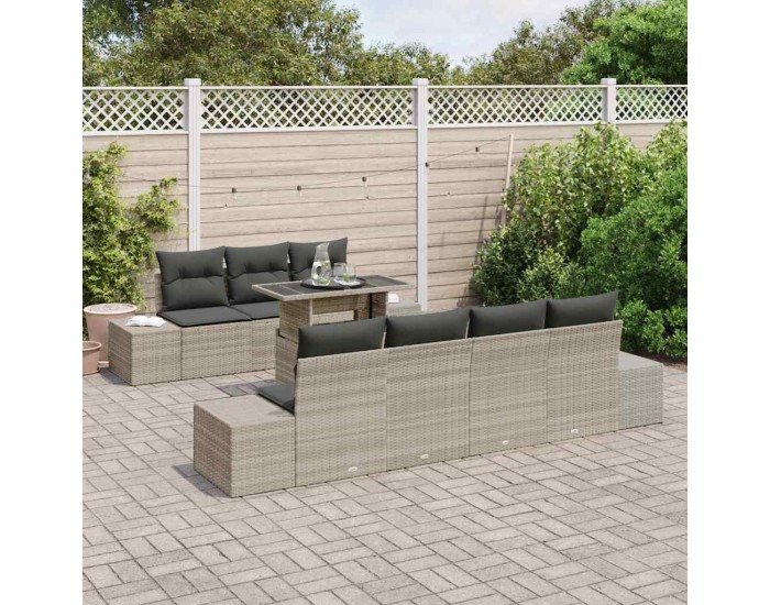 Sonata H Градински Софа Комплект 8 pcs Светлосиво 100 х 55 х 73 см