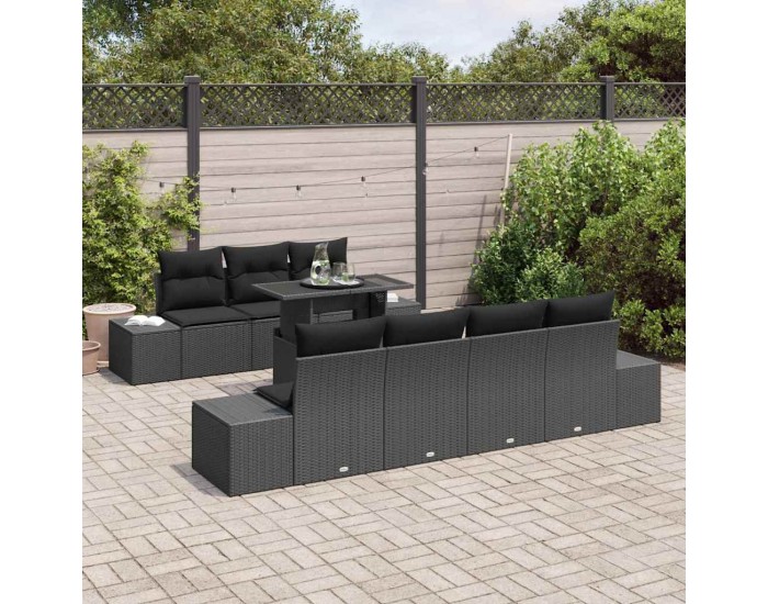 Sonata H Градински Софа Комплект 8 pcs Черно 100 х 55 х 73 см
