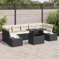 Sonata H Градински Софа Комплект 8 pcs Черно и кремаво 100 x 55 x 73 см - Canapele și bănci de grădină