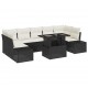 Sonata H Градински Софа Комплект 8 pcs Черно и кремаво 100 x 55 x 73 см