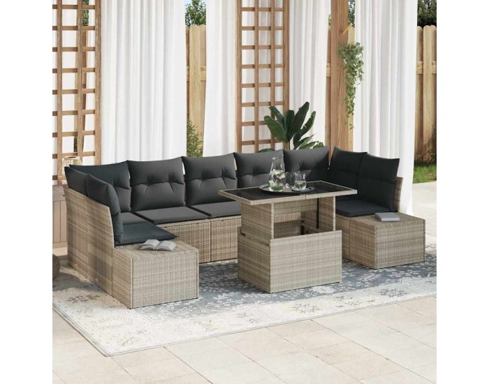 Sonata H Градински Софа Комплект 8 pcs Светлосиво 100 x 55 x 73 см