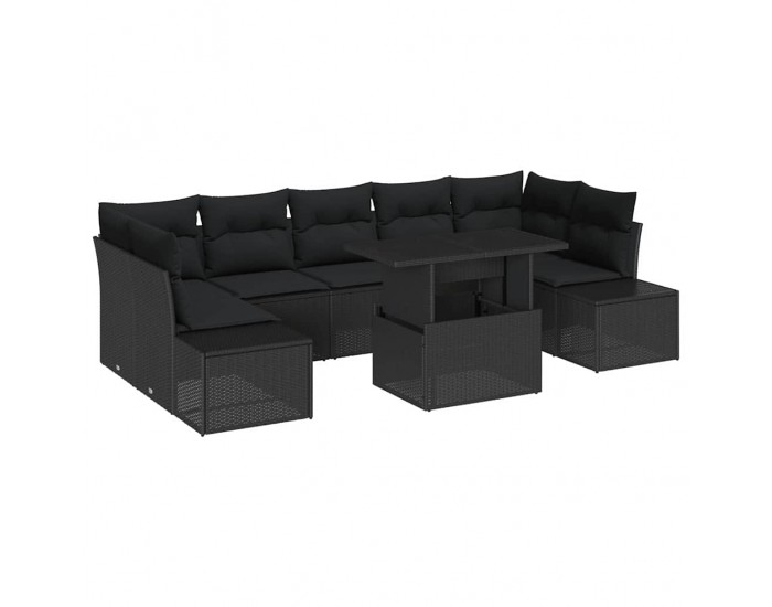 Sonata Set de canapea 8 buc. Negru poliratan