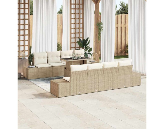 Sonata H Градински Софа Комплект 7 pcs бежово и кремаво 100 x 55 x 73 см
