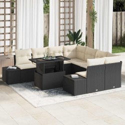 Sonata H Градински Софа Комплект 9 pcs Черно и кремаво 100 x 55 x 73 см - Canapele și bănci de grădină