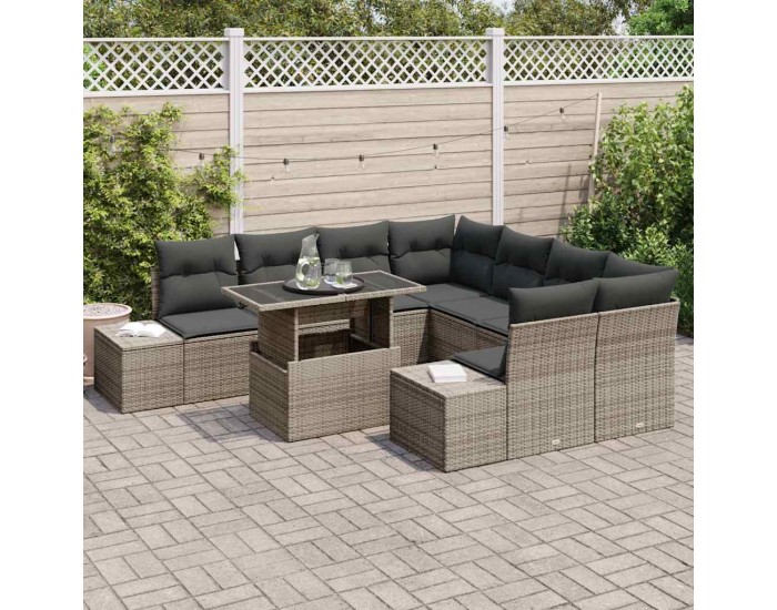 Sonata H Градински Софа Комплект 9 pcs Сив 100 x 55 x 73 см