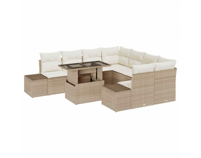Sonata H Градински Софа Комплект 9 pcs бежово и кремаво 100 x 55 x 73 см