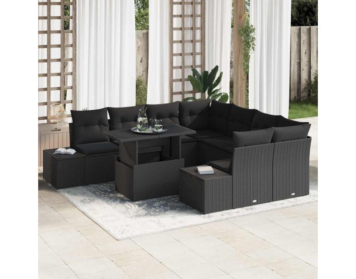 Sonata H Градински Софа Комплект 9 pcs Черно 100 x 55 x 73 см