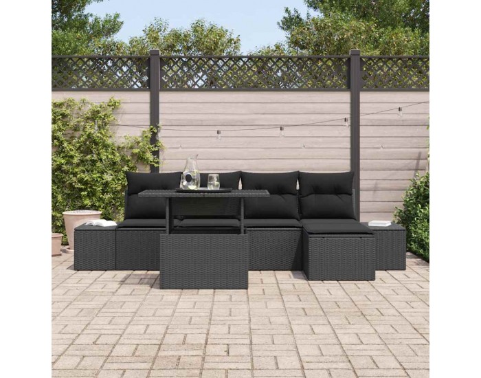 Sonata H Градински Софа Комплект с възглавница 6 pcs Черно