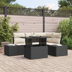 Sonata H Градински Софа Комплект 5 pcs Черно и кремаво 100 x 55 x 73 см - Canapele și bănci de grădină