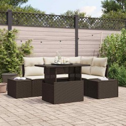 Sonata H Градински Софа Комплект 5 pcs Кафяво и кремаво 100 x 55 x 73 см - Canapele și bănci de grădină
