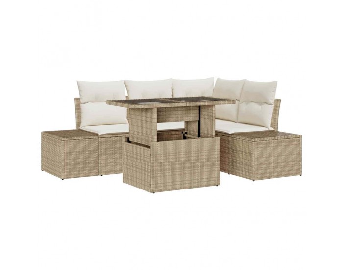 Sonata H Градински Софа Комплект 5 pcs бежово и кремаво 100 x 55 x 73 см
