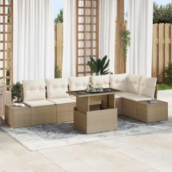 Sonata H Градински Софа Комплект 7 pcs бежово и кремаво 100 x 55 x 73 см - Canapele și bănci de grădină