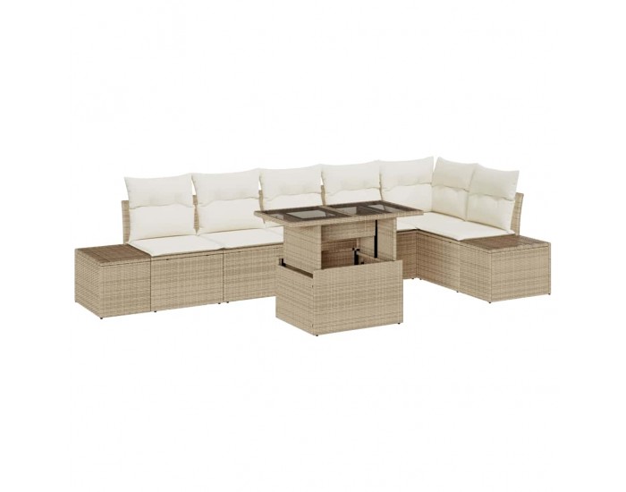 Sonata H Градински Софа Комплект 7 pcs бежово и кремаво 100 x 55 x 73 см