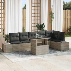 Sonata H Градински Софа Комплект 7 pcs Светлосиво 100 x 55 x 73 см - Canapele și bănci de grădină