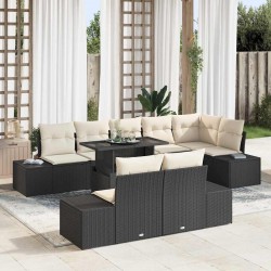 Sonata H Градински Софа Комплект 9 pcs Черно и кремаво 100 x 55 x 73 см - Canapele și bănci de grădină
