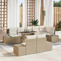 Sonata H Градински Софа Комплект 9 pcs бежово и кремаво 100 x 55 x 73 см - Canapele și bănci de grădină