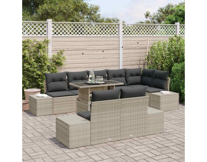 Sonata H Градински Софа Комплект 9 pcs Светлосиво 100 x 55 x 73 см