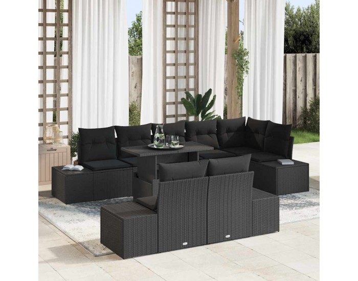 Sonata H Градински Софа Комплект 9 pcs Черно 100 x 55 x 73 см
