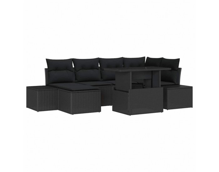 Sonata H Градински Софа Комплект с възглавница 7 pcs Черно