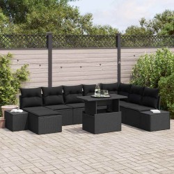 Sonata H Градински Софа Комплект с възглавница 9 pcs Черно - Canapele și bănci de grădină