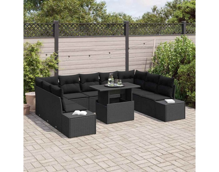 Sonata H Градински Софа Комплект 10 pcs Черно 100 х 55 х 73 см