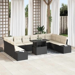 Sonata H Градински Софа Комплект 11 pcs Черно и кремаво 100 x 55 x 73 см - Canapele și bănci de grădină