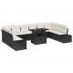 Sonata H Градински Софа Комплект 11 pcs Черно и кремаво 100 x 55 x 73 см