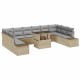 Sonata Set de canapele pentru grădină 11 buc. Beige și gri deschis