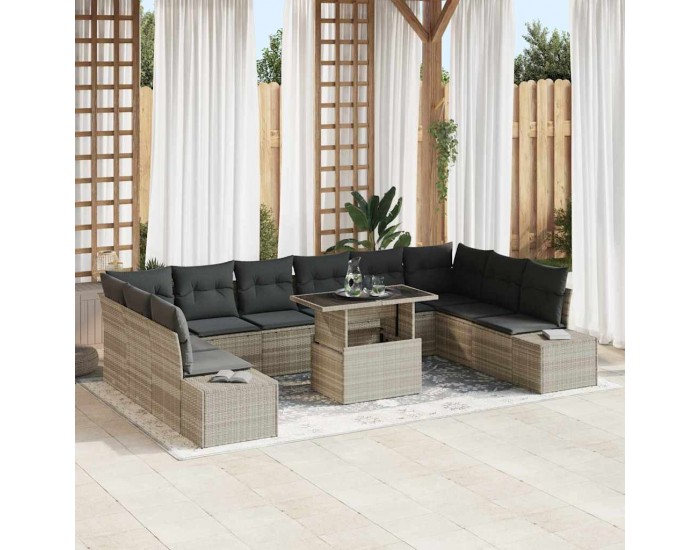 Sonata H Градински Софа Комплект 11 pcs Светлосиво 100 x 55 x 73 см