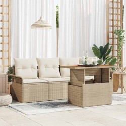 Sonata H Градински Софа Комплект 5 pcs бежово и кремаво 100 x 55 x 73 см - Canapele și bănci de grădină