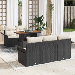 Sonata H Градински Софа Комплект 6 pcs Черно и кремаво 100 x 55 x 73 см - Canapele și bănci de grădină