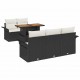 Sonata H Градински Софа Комплект 6 pcs Черно и кремаво 100 x 55 x 73 см