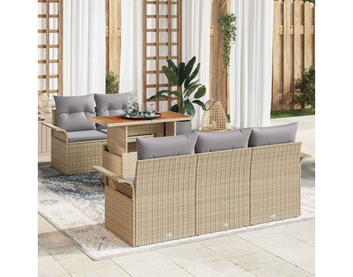 Sonata Set de canapele pentru grădină 6 buc. Beige și gri deschis