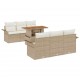 Sonata H Градински Софа Комплект 7 pcs бежово и кремаво 100 x 55 x 73 см