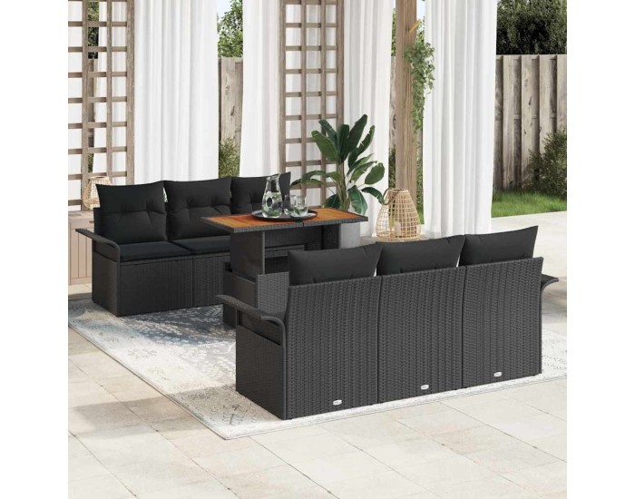 Sonata Set de canapele pentru grădină 7 buc. Negru