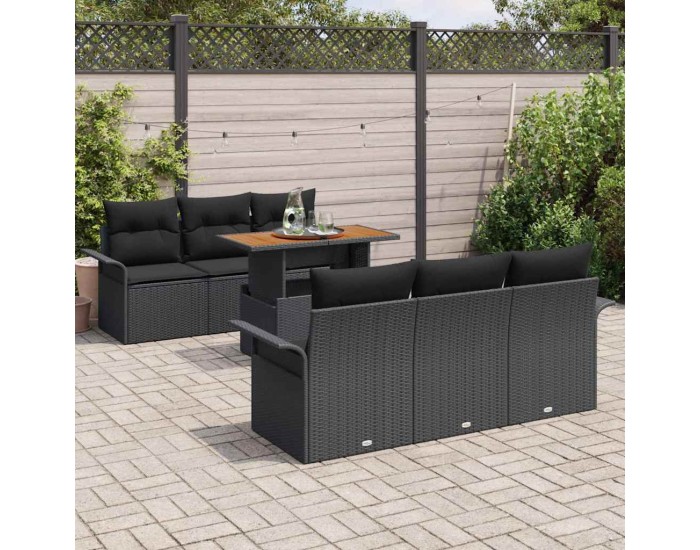 Sonata Set de canapele pentru grădină 7 buc. Negru