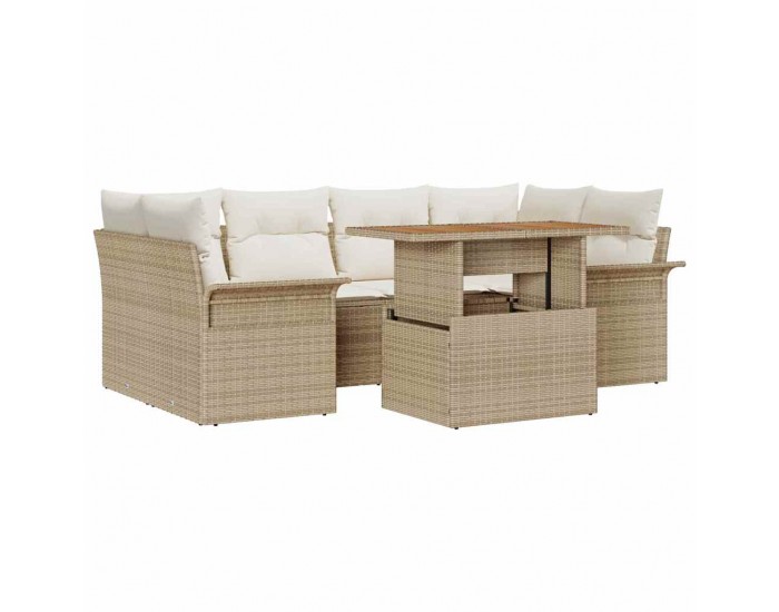 Sonata H Градински Софа Комплект 7 pcs бежово и кремаво 100 x 55 x 73 см