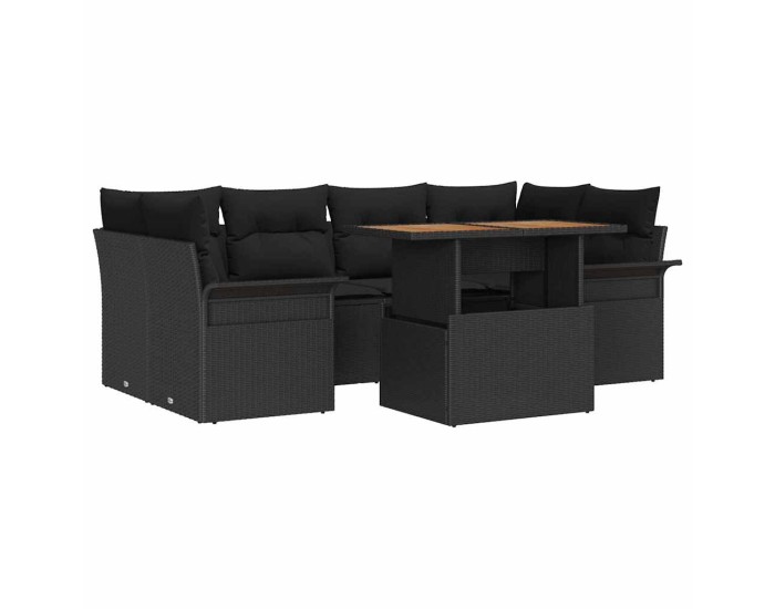 Sonata Set de canapele pentru grădină 7 buc. Negru